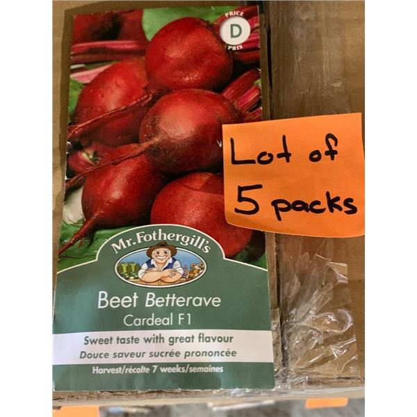 Lot of 5 Packs Mr. Fothergill’s Cardeal F1 Beet Seed