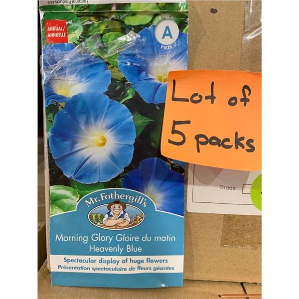 Lot of 5 Packs  Mr. Fothergill’s Morning Glory Heavenly Blue Seed Packs
