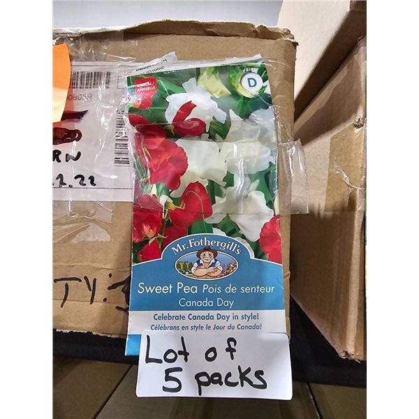 Lot of 5 Packs of Mr. Fothergill’s Sweet Pea Seeds – Canada Day