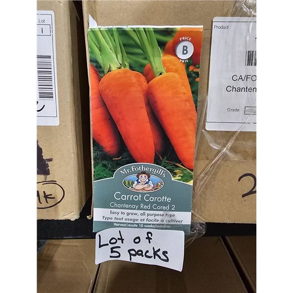 Lot of 5 Packs Mr. Fothergill’s Carrot Chantenay Red Cored