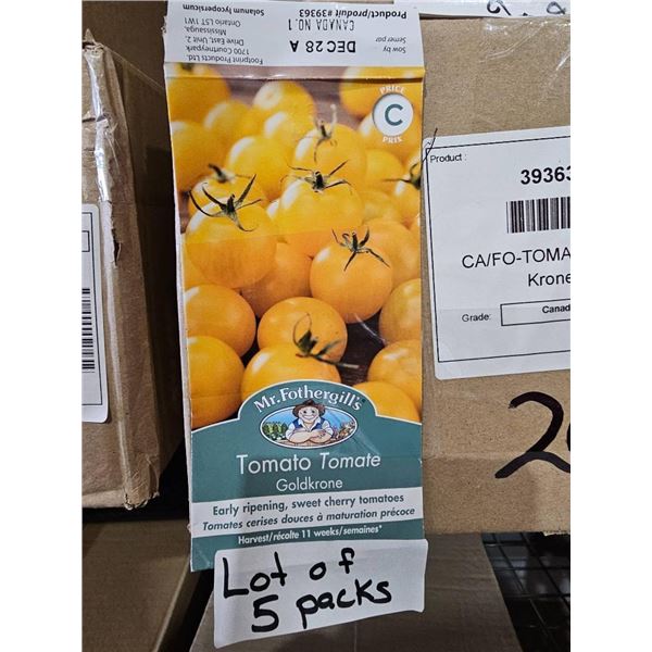 Lot of 5 Packs of Mr. Fothergill’s Tomato Goldkrone Seeds