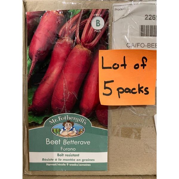 Lot of 5 Mr. Fothergill’s Beet Forano Seed Packs