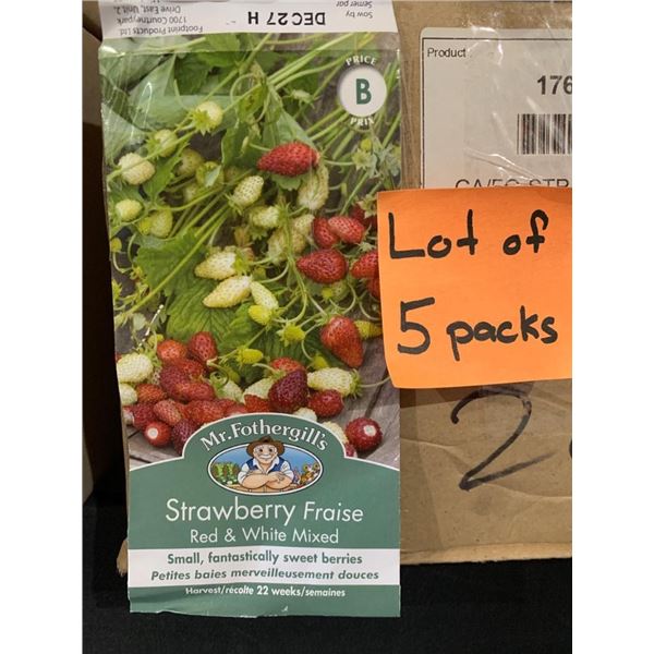 Lot of 5 Mr. Fothergill’s Strawberry Red & White Mixed Seeds