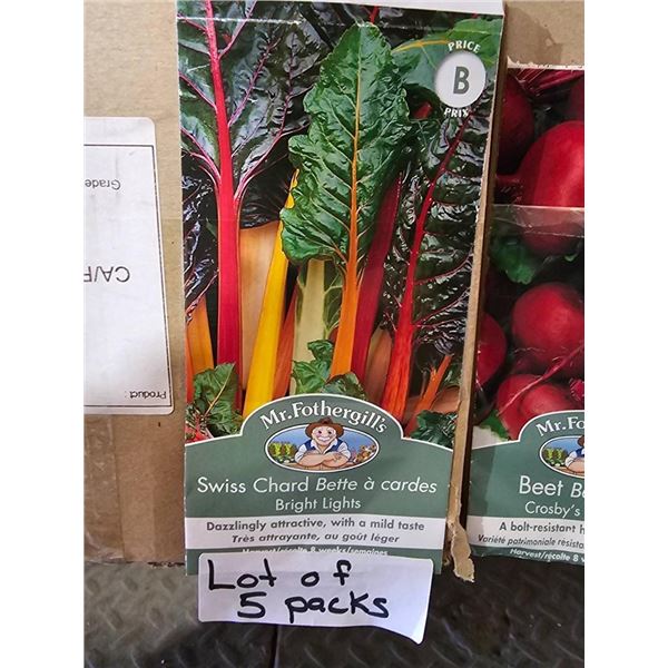 Lot of 5 Mr. Fothergill’s Swiss Chard Bright Lights Seed Packs