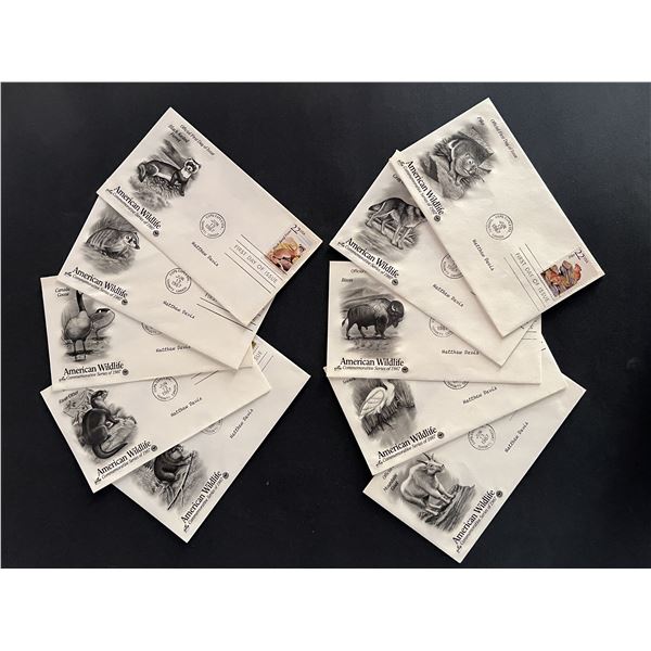 Lot of 10 American Wildlife FDC's
