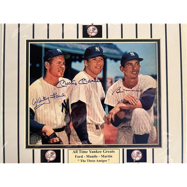 Whitey Ford, Mickey Mantle and Billy Martin signed photo