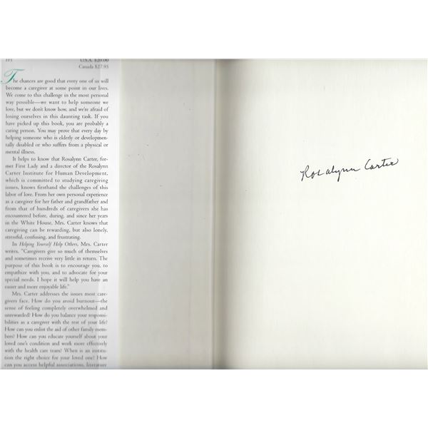 Helping Yourself Help Others: A Book for Caregivers Rosalyn Carter signed book