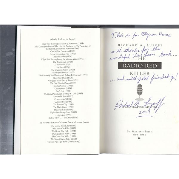 The Radio Red Killer Richard A. Lupoff signed book