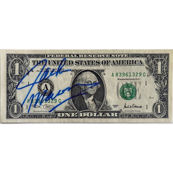 Comedian Jackie Mason signed one dollar bill (JSA)