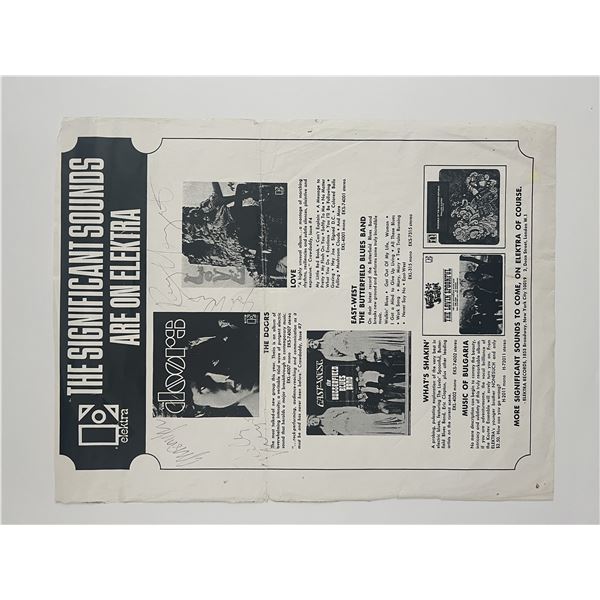 The Doors signed Elektra promotional record label poster autographed by Jim Morrison, Ray Manzarek, 