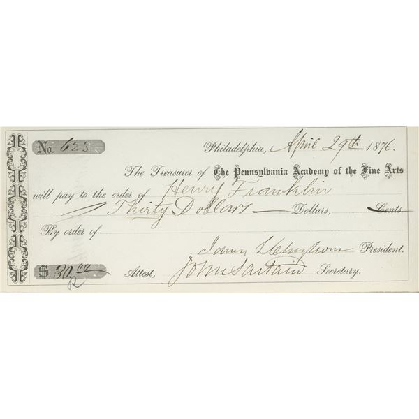 John Sartain signed check