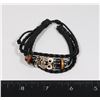 NEW FAUX LEATHER ZIRCONIA OWL ADJUSTABLE BRACELET