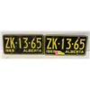 SET OF 1969 LICENCE PLATES