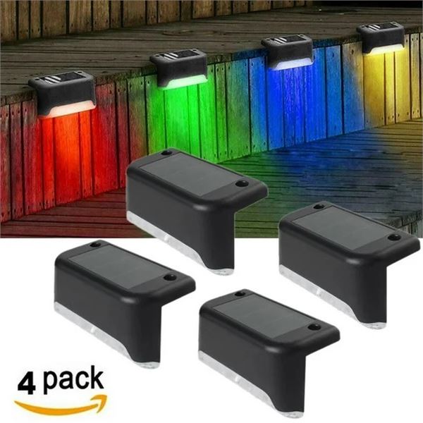 PACK OF 4PCS RGB COLORED SOLAR STEP LIGHTS