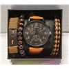 Image 1 : 4 PCS BROWN MENS GENEVA QUARTZ WATCH WITH