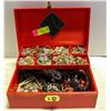 Image 1 : VINTAGE RED LARGE JEWELRY BOX LOADED