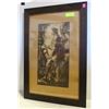 Image 1 : ANTIQUE WOOD FRAMED A KNIGHT & HIS HORSE 29 X 20"