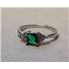 Image 1 : 23) SILVER TONE WITH EMERALD GREEN & DIAMOND