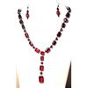 Image 1 : 22) VINTAGE 23" GARNET RED CRYSTAL "Y" NECKLACE