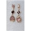 Image 1 : 15) PAIR OF ONYX AND AMETHYST VINTAGE DROP
