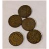 LOT OF 5 OLD WWII CANADA "TOMBAC" NICKELS