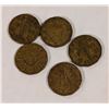 LOT OF 5 OLD WWII CANADA "TOMBAC" NICKELS
