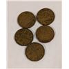 LOT OF 5 OLD WWII CANADA "TOMBAC" NICKELS