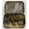 Image 1 : SMALL OLD TIN WITH ESTATE WORLD COINS