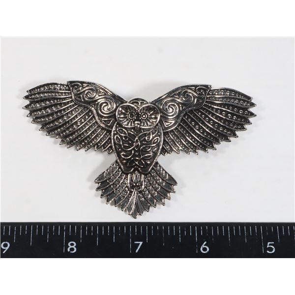 NEW SILVER TONE METAL CELTIC OWL FRENCH CLIP