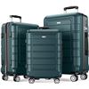 Image 1 : NEW SHOWKOO EXPANDABLE 3PC LUGGAGE SET DARK GREEN