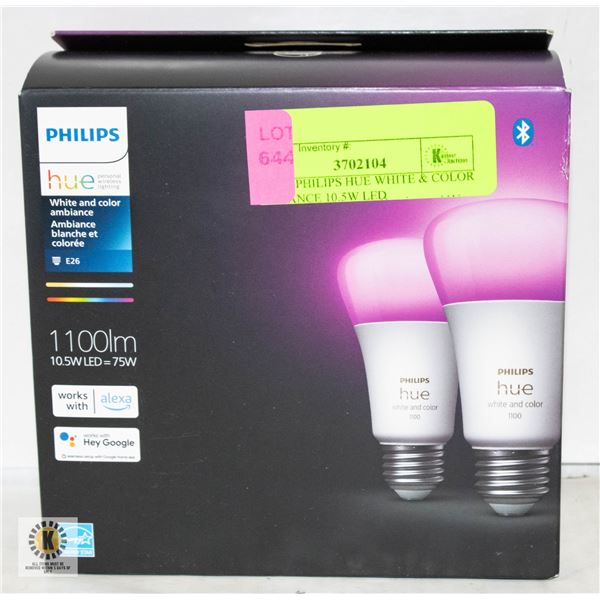 BRAND NEW 2 PHILIPS HUE 1100LM 10.5LED LIGHTBULBS