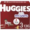 Image 1 : NEW HUGGIES LITTLE MOVERS SIZE 3 DIAPERS 136 COUNT