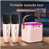 TWO MIC RECHARGEABLE RGB COLORED LIGHT KARAOKE