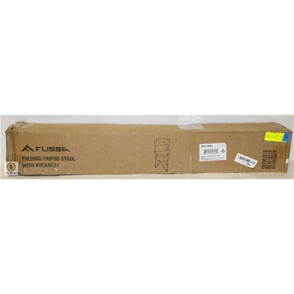 NEW FLISSA FOLDING TRIPOD STOOL WITH BACKREST