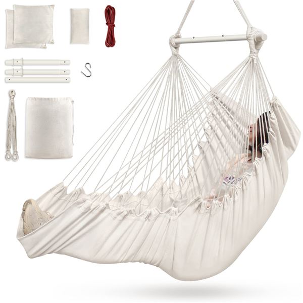 NEW OUTERMAN WHITE HAMMOCK CHAIR HOLDS 440LB
