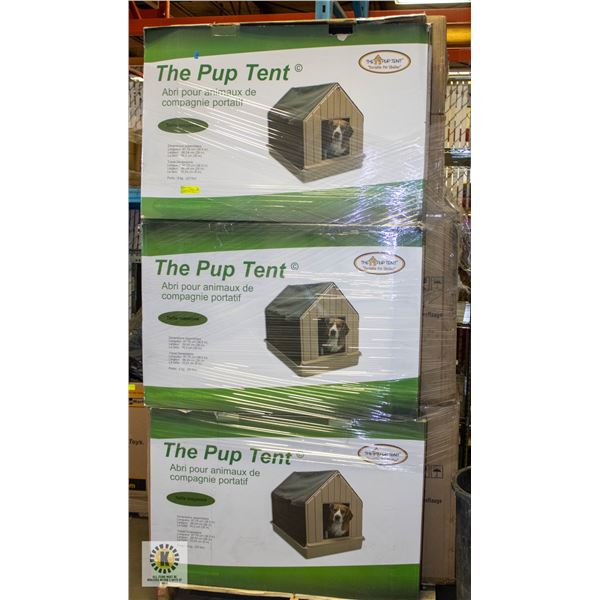 PALLET WITH 21 BRAND NEW PUP TENTS IN BOXES CAMO