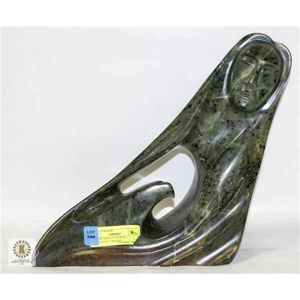 LEO ARCAND 14" TALL SOAPSTONE CARVING