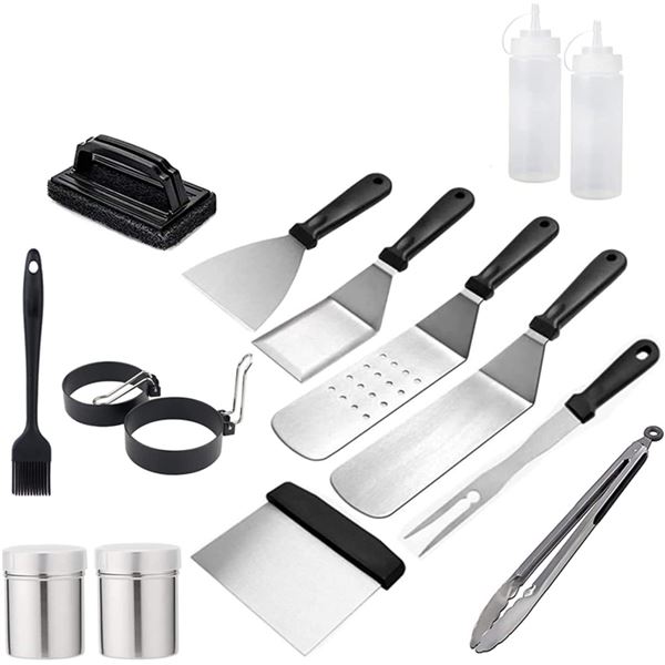 BRAND NEW AMAZON BASICS 15-PIECE STEEL GRIDDLE SET