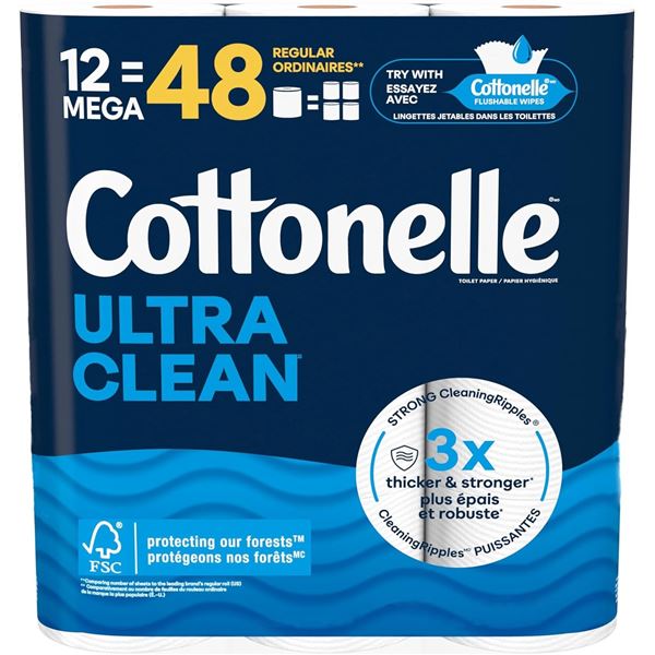 NEW COTTONELLE ULTRA CLEAN 3 PLY TOILET PAPER