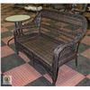 WICKER FURNITURE - GLASS TABLE AND LOVE SEAT