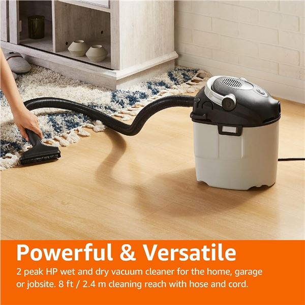 NEW AMAZON BASICS 2.5 GAL. 2HP WET/DRY VACUUM