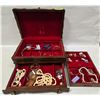 Image 1 : LARGE ESTATE JEWELRY BOX WITH JEWELRY/NICK NACK
