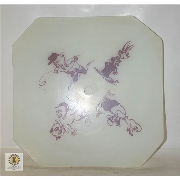 1950S CARTOON CHARACTERS GLASS CEILING LIGHT SHADE