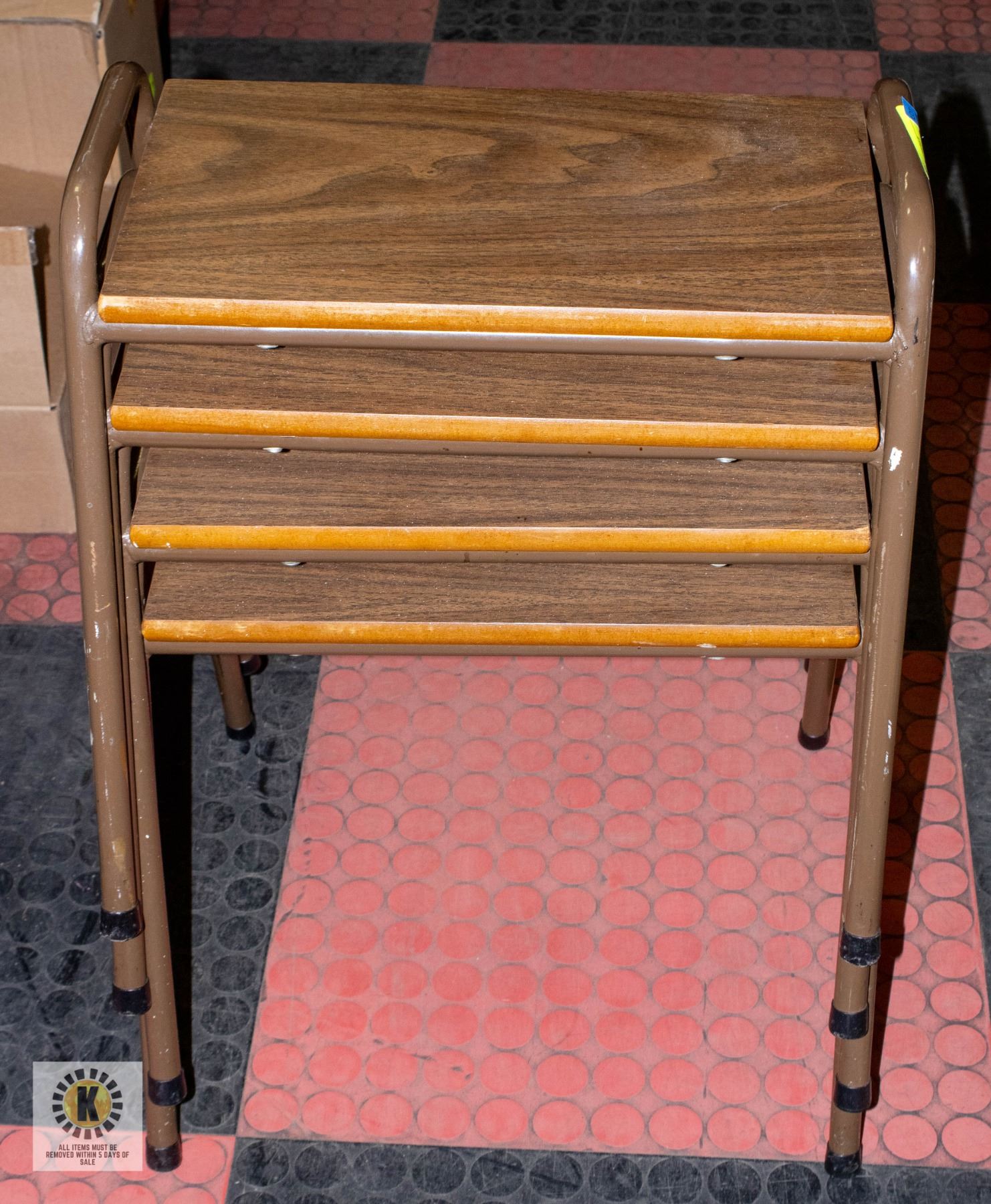 4 VINTAGE STACKING STOOLS
