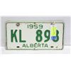 Image 1 : 1959 ALBERTA LICENCE PLATE