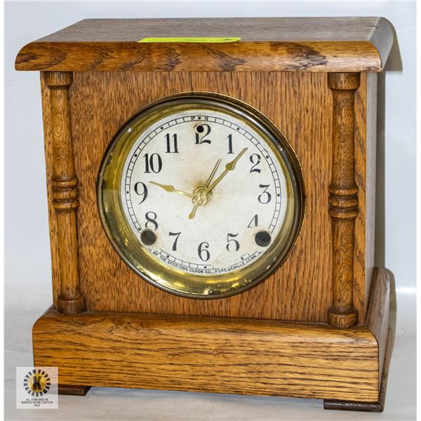 ANTIQUE OAK MANTLE CLOCK SESSIONS-ESTATE