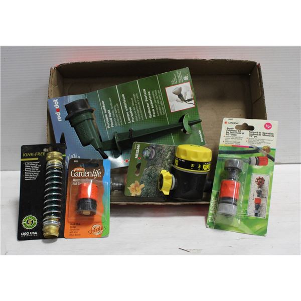 FLAT OF GARDEN HOSE ATTACHMENTS