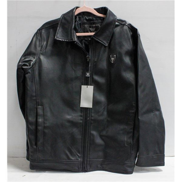 NEW ITALY MENS LARGE LEATHER FAUX COAT-ESTATE