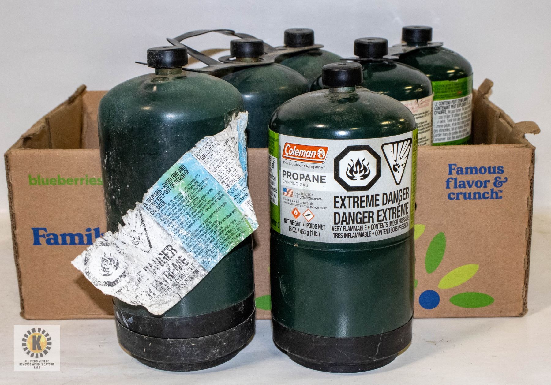 LOT OF 6 MINI GREEN PROPANE TANKS (FULL)