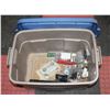 Image 1 : TOTE OF ASSORTED TOOLS & HARDWARE